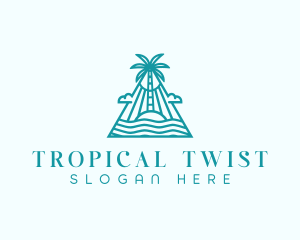 Tropical Island Palm Tree logo design