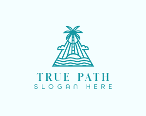 Tropical Island Palm Tree logo design