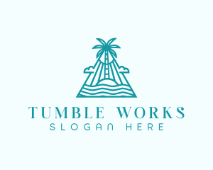 Tropical Island Palm Tree logo design