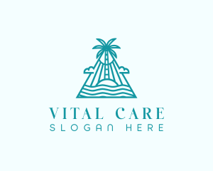 Tropical Island Palm Tree logo