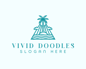 Tropical Island Palm Tree logo design