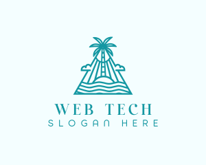 Tropical Island Palm Tree logo design