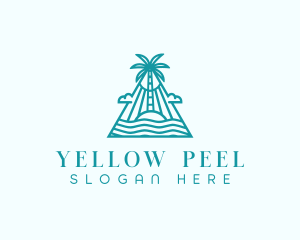 Tropical Island Palm Tree logo design