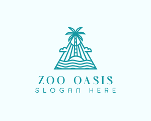 Tropical Island Palm Tree logo design