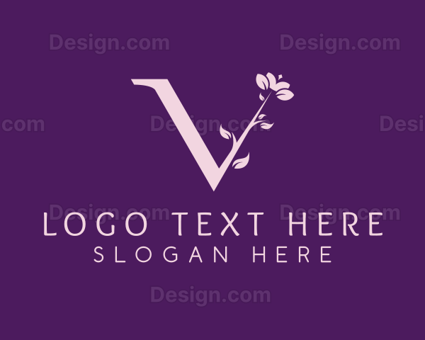 Floral Plant Letter V Logo