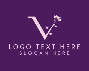 Floral Plant Letter V logo