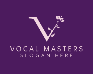 Floral Plant Letter V logo design