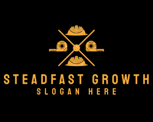 Construction Tape Measure Hard Hat logo