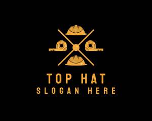 Construction Tape Measure Hard Hat logo design