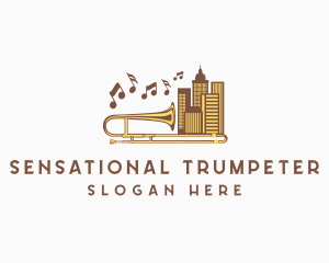 Urban Trombone Musical Instrument logo design