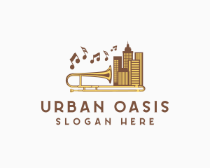 Urban Trombone Musical Instrument logo design