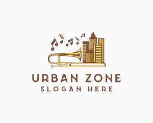 Urban Trombone Musical Instrument logo design