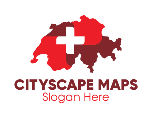 Health Cross Switzerland Map logo design