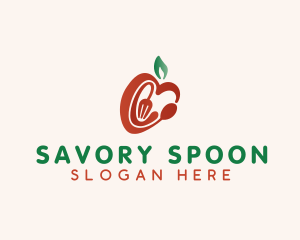 Heart Leaf Spoon & Fork logo design