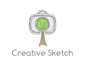 Camera Tree Sketch logo design