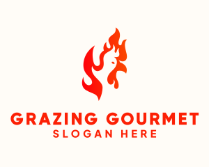 Red Burning Chicken  logo design