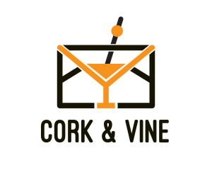 Mail Envelope Cocktail logo design