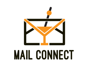 Mail Envelope Cocktail logo design