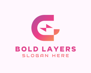 Gradient Bolt Letter C logo design