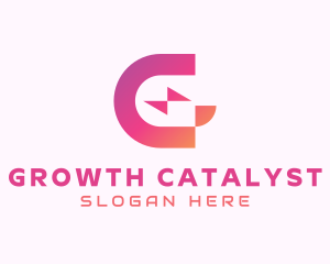 Gradient Bolt Letter C logo design