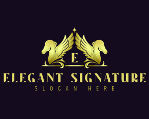 Luxury Pegasus Horse logo design