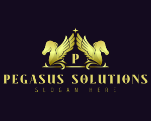 Luxury Pegasus Horse logo design