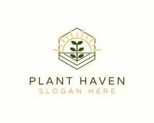 Farm Plant Sunrise logo design