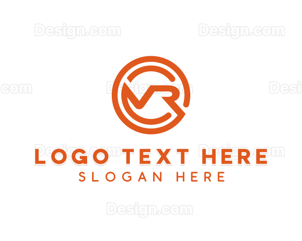 Orange Modern Letter VR Logo