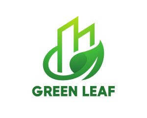 Green Vine Leaf Building  logo design