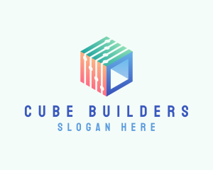 Technology Network Cube logo design