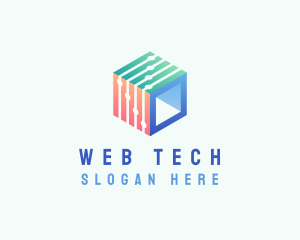 Technology Network Cube logo design