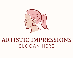 Pink Hair Woman logo design