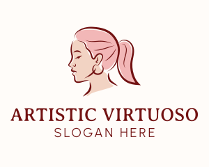 Pink Hair Woman logo design