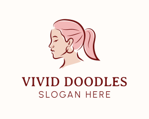 Pink Hair Woman logo design