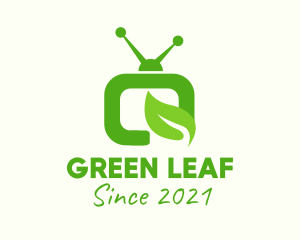 Green Television Leaf logo design