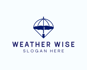 Blue Weather Umbrella logo design