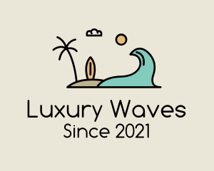 Surfing Surf Beach Wave logo design