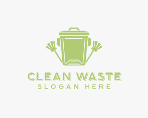 Trash Garbage Broom logo design