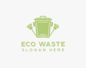 Trash Garbage Broom logo design