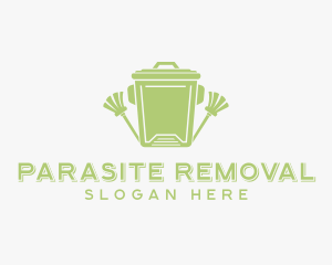 Trash Garbage Broom logo design