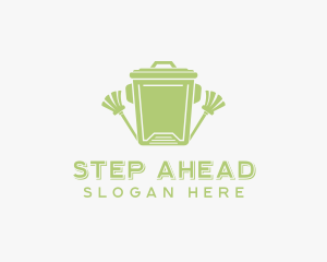 Trash Garbage Broom logo design