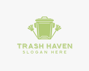 Trash Garbage Broom logo design