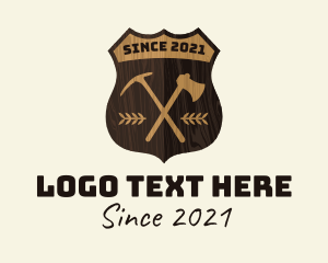 Wooden Lumberjack Emblem Badge logo