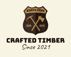 Wooden Lumberjack Emblem Badge logo design