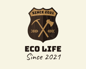 Wooden Lumberjack Emblem Badge logo design