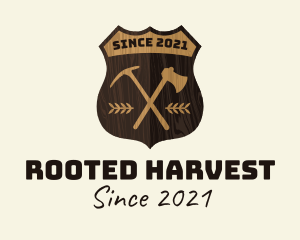 Wooden Lumberjack Emblem Badge logo design