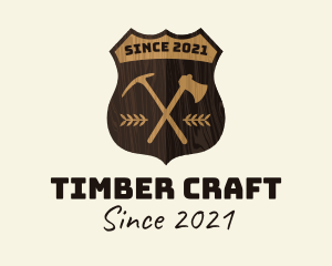 Wooden Lumberjack Emblem Badge logo design