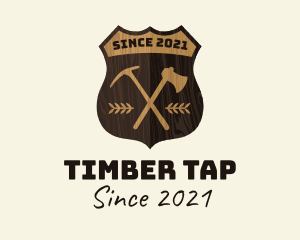 Wooden Lumberjack Emblem Badge logo design