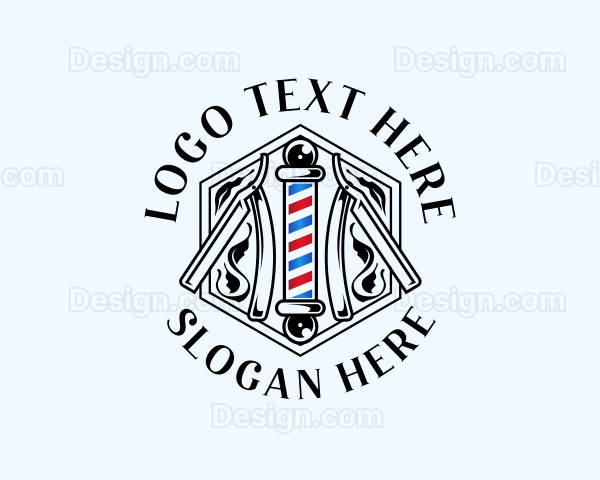 Barbershop Pole Razor Logo