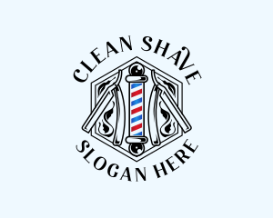 Barbershop Pole Razor logo design